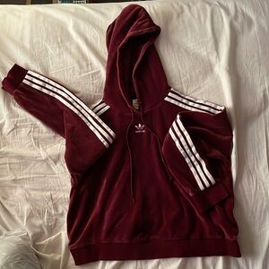 Burgundy Adidas Velvet Hoodie